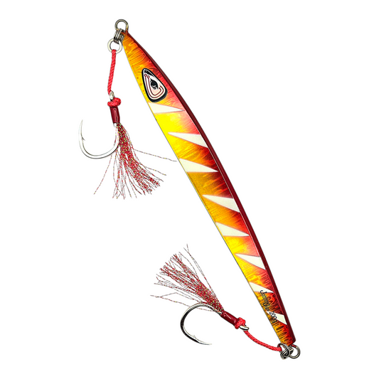 Flatty Zebra Gold/Red Glow Slow Pitch Jig